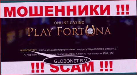 Информация о юридическом лице PlayFortuna Com, ими оказалась контора GLOBONET B.V.