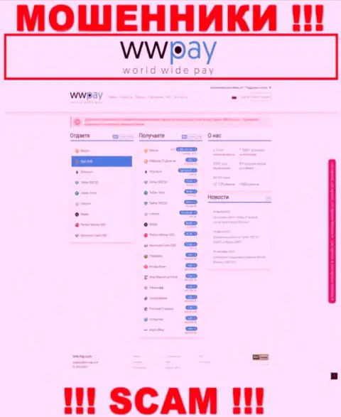 Официальная web страничка жульнического проекта WW Pay