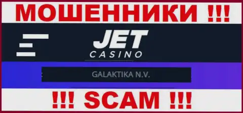 Данные об юридическом лице Jet Casino, ими оказалась компания GALAKTIKA N.V.