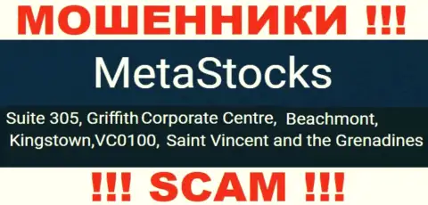 На официальном веб-сайте MetaStocks предоставлен адрес данной конторе - Suite 305, Griffith Corporate Centre, Beachmont, Kingstown, VC0100, Saint Vincent and the Grenadines (офшорная зона)