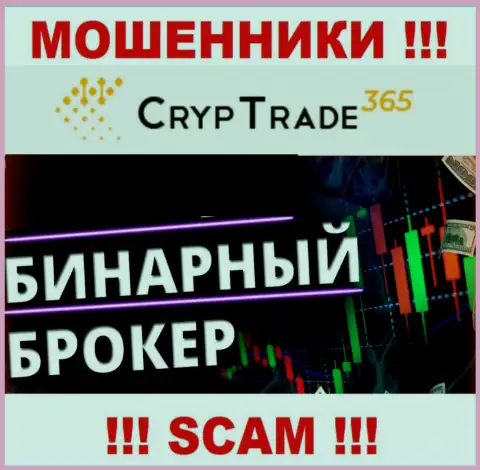 CrypTrade365 Com обманывают, оказывая неправомерные услуги в сфере Брокер бинарных опционов