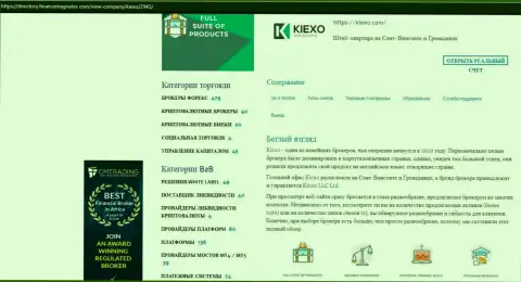 Обзорный материал об услугах Форекс дилера Киексо Ком, расположенный на сайте директори финансмагнатес Ком