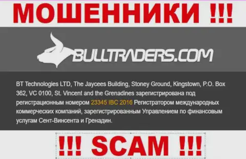 Bull Traders - это МОШЕННИКИ, номер регистрации (23345 IBC 2016) тому не препятствие