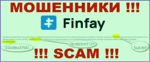 На веб-ресурсе FinFay приведена лицензия, но это профессиональные обманщики - не нужно верить им
