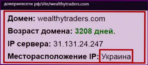 Украинское место регистрации ДЦ Wealthy Traders, согласно информации веб-сайта довериевсети рф